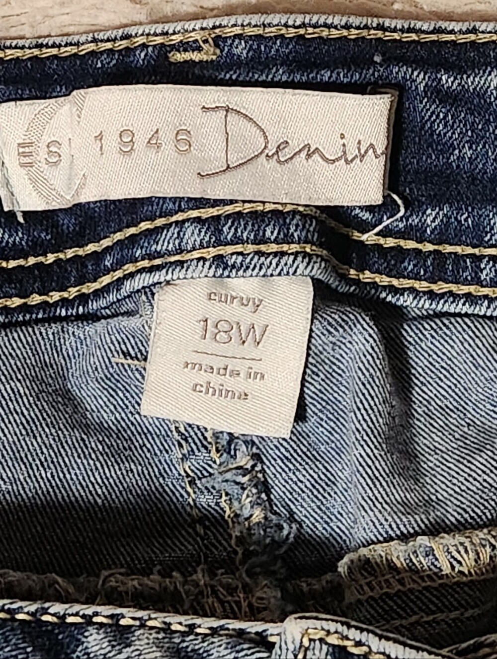 Cato Womens Sz 18W Curvy Denim Jean Shorts Raw Hem  Acid Wash Long Jorts Bermuda - Picture 5 of 11